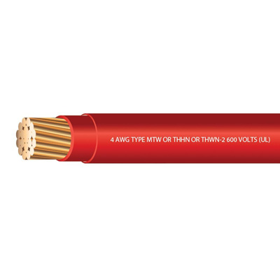 4 AWG STRANDED THHN RED WIRE - 100 FEET - 600 VOLT 9